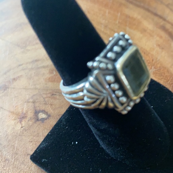 Stunning Vintage 925 Silver Ring & Earrings set with 14k Gold Trim - Picture 7 of 11
